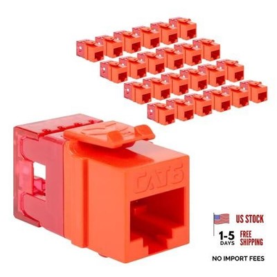 CAT6 Keystone Jack with Slim Profile 180 Degree Punch Pack of 25 Orange CAT 6