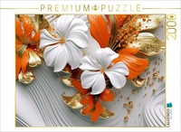 Calvendo Puzzle Elegant Waves - Noble Flowers In Orange, Gold And White | 2000 P