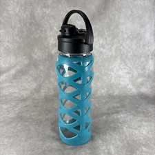 LifeFactory Glass Water Bottle 22 oz with Protective Silicone Sleeve Blue