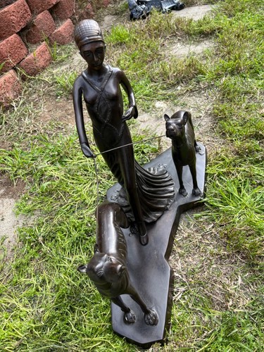 2 perros de colección art deco de bronce para mujer caminando - Imagen 4 de 11