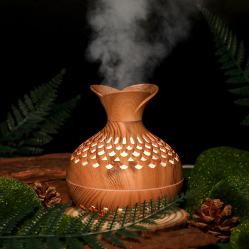 Portable Mini Humidifier, 300Ml Small Humidifiers Wooden Vase Flower Diffuser
