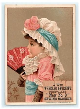 Wheeler & Wilson's New No 8 Sewing Machine, Dressed Girl Pink Albany NY 