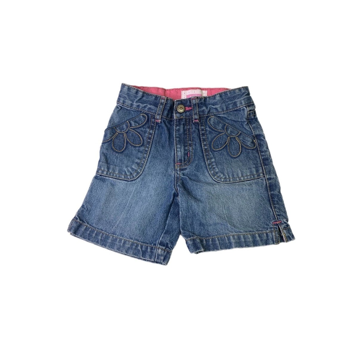 Baby Gap Girls Denim Shorts Floral Daisy Embroidered Shorts Size