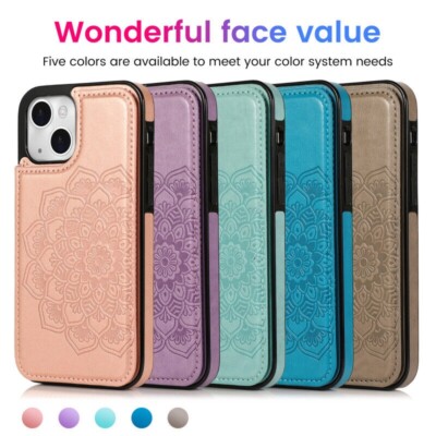 For iPhone 17 16 15 14 13 12 11 Pro Max 8/7 Plus Case Leather Wallet Card Cover