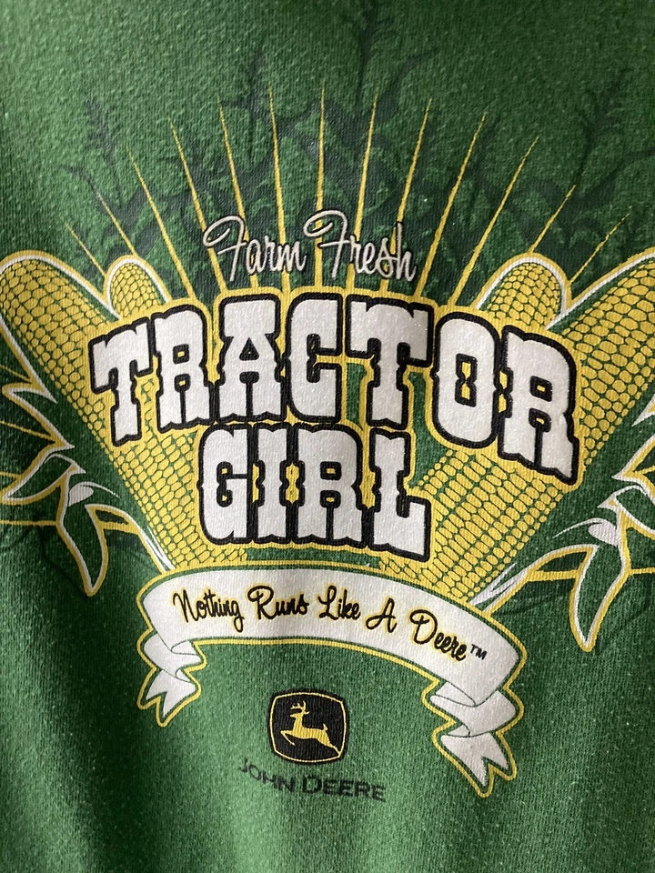 Sudadera con capucha grande para mujer John Deere verde granja fresca tractora niña Foto 3 de 4