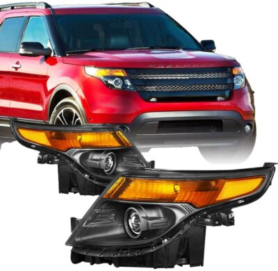 Black 2011-2015 Ford Explorer Halogen Projector Headlights Headlamps NEW PAIR
