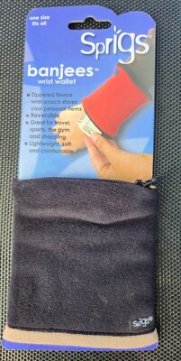 Sprigs Banjees Pocket Wrist Wallet for Travel Running Hiking Black