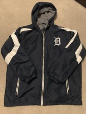 Mens XL Old English D Detroit Tigers Baseball Hooded Winter Jacket MLB