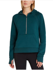 NWT Danskin Women's Mixed Rib Cozy Half Zip Hoodie Green Size S 60 11HL027