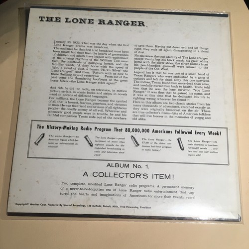 THE LONE RANGER Adventure 1 & 2 Vinyl LP 1964 VINTAGE DETROIT RECORD LR-6348 - Imagen 2 de 9