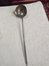 Antique metal ladle - pointed handle - 34 cm - kitchen utensil / workshop