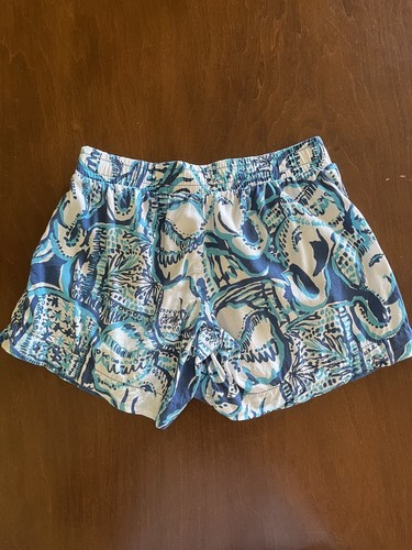 Pantalones Cortos para Mujer Lilly Pulitzer Talla XXS Azul Aqua Blanco Bolsillos Cordón Geo - Imagen 2 de 8