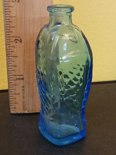Blue Fish Bottles (2) Vintage 3" Blue Glass Bitters Bottles Decorative Glass - Picture 8 of 12