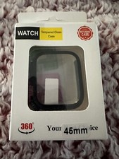 45mm Tempered Glass Cover for Apple Watch - Black w/orange Accents