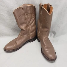 Justin L 3067 Taupe Gray Tan Leather Cowboy Western Roper Boot Women's Sz 5.5 B