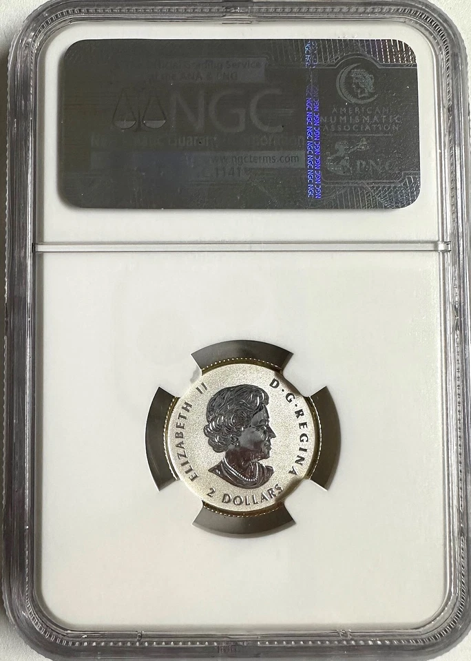 2014 Canada $2 1/10oz Fine Silver Gilt Maple Leaf Reverse Proof ER NGC PF 70 - Image 2 of 2