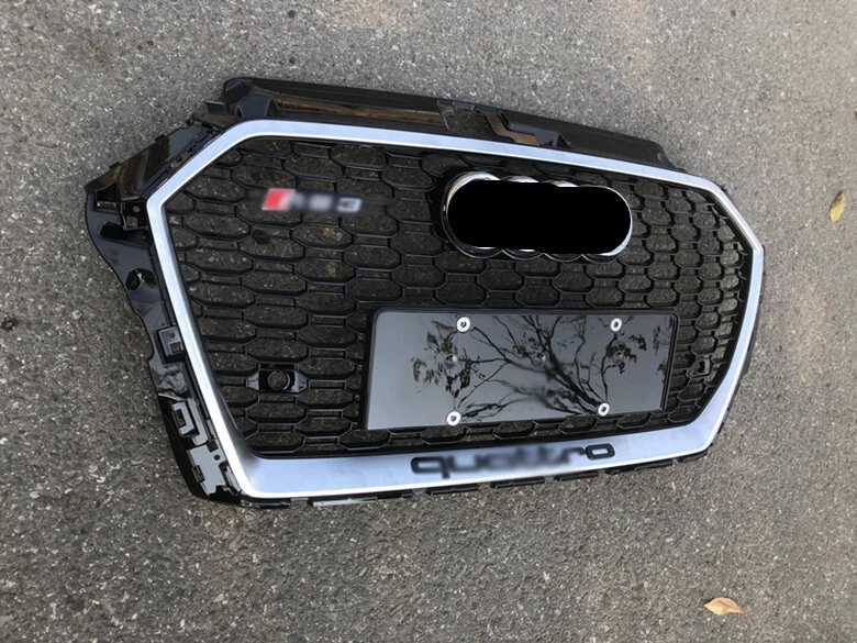 适用于奥迪 A3 S3 2017 - 2020 RS3 风格银色环蜂窝前保险杠格栅 — 第 3/4 张图片