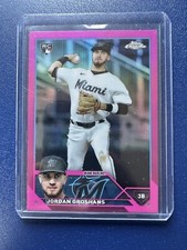 2023 Topps Chrome JORDAN GROSHANS PINK REFRACTOR #9 Miami Marlins, Base Card #9
