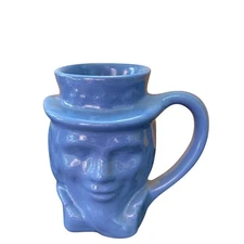 Vintage Blue  Frankoma Uncle Sam Toby Mug 1976 Centennial Americana
