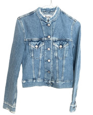 Acne Studio Denim Distressed Cropped Jacket Size Eu 34 Light Wash 100% Cotton