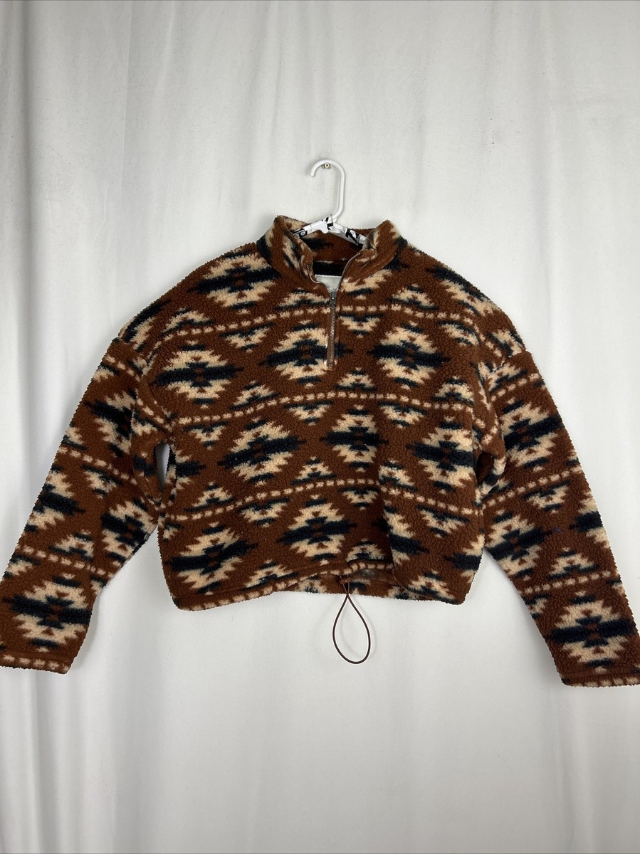 American Eagle Womens Large Oversized 1/4 Zip Fleece Crop