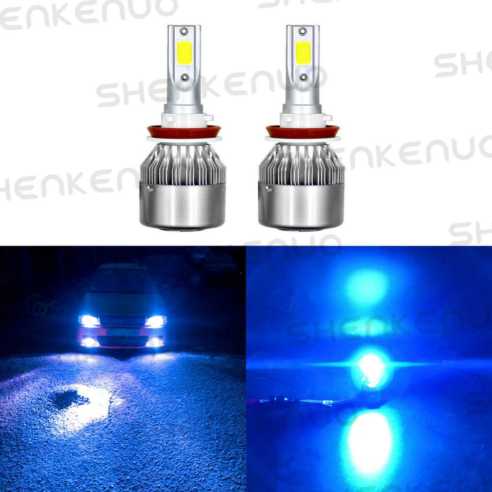 2x Ice Blue 8000k 6000 Lumens Extremely Bright COB Chips H8 H9 H11 LED Headlight - Изображение 2 из 3