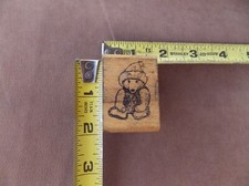1 3/4 x 1 1/4" Bear in Beanie  Scarf Rubber Stamp All Night Media