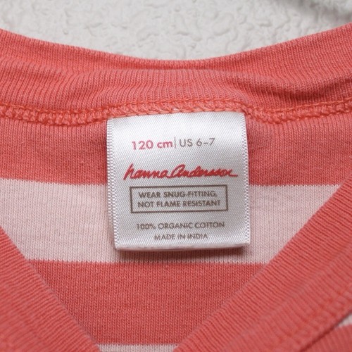 Hanna Andersson Organic Cotton Long Sleeve Shirt Girls Size 6 7 Striped Pink Top - Picture 3 of 8