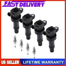 4 Ignition Coil Platinum Spark Plug UF652 FOR HYUNDAI ACCENT/KIA SOUL 1.6L