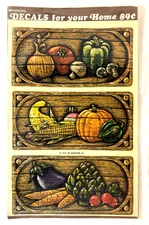 Vintage 1970's  Meyercord Kitchen Canister Decal Sheet Vegetable Harvest