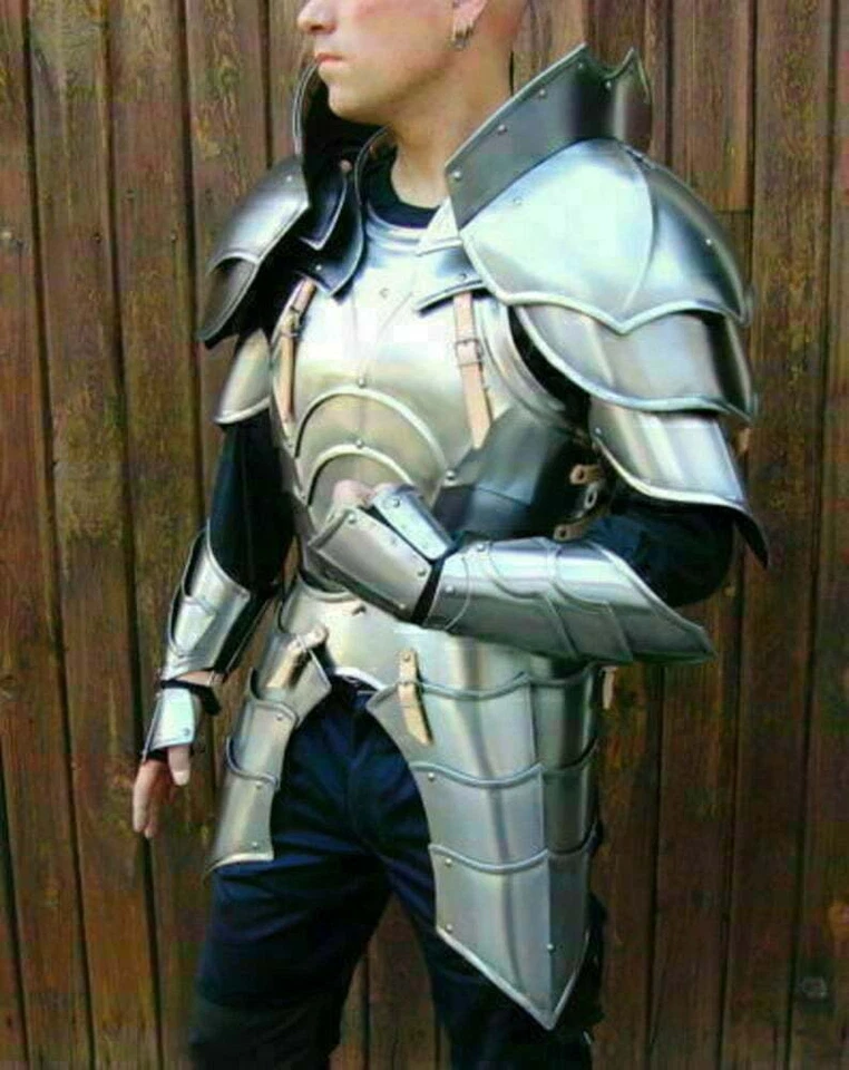 Traje de armadura medieval enchapado de medio cuerpo coraza armadura renacentista 18GA SCA acero Foto 2 de 4