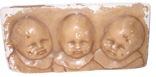 Plaster Relief Wall Décor Sculpture 3 babies ADORABLE possibly Italian   (S/N).