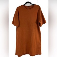 ZARA Trafauluc T-shirt Burnt Orange Cotton Blend Dress Size Large
