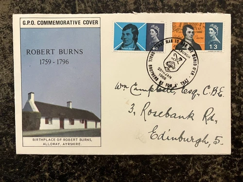United Kingdom 1966 - Robert Burns FDC with stamps set Edinburgh