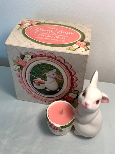 Avon Bunny Bright Candle Holder Ceramic Original Box 1980 Easter       A3 - Picture 1 of 12