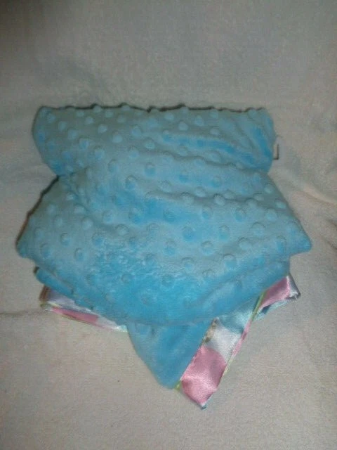 Blankets & Beyond Teal Blue Minky Dots bright colorful circles Baby Blanket NEW - Image 3 of 4