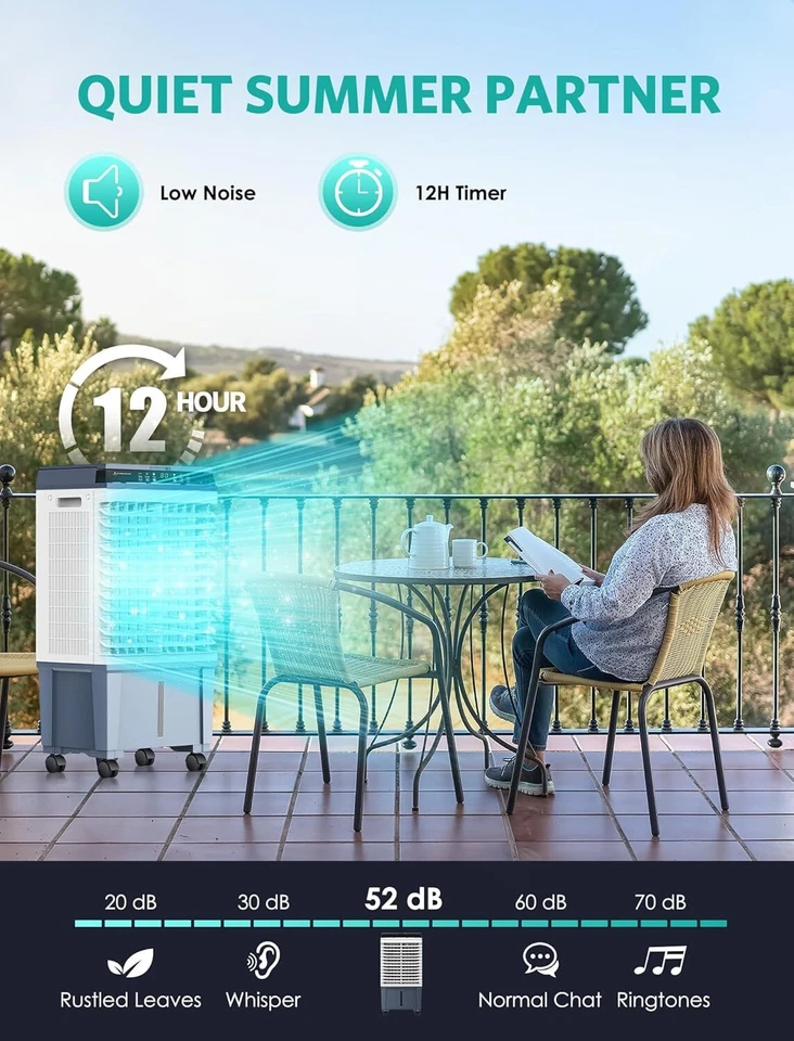 Enfriador de pantano Ecotronic, enfriador de aire evaporativo 3 en 1 1800 CFM con temporizador 12H, Re Foto 3 de 4