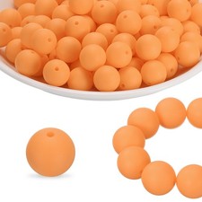 40Pcs Silicone Beads 15mm Silicone Beads Bulk for Pens Loose Round Light Orange