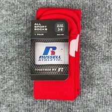 Russell Athletic Socks Youth Size 3-9 All Sport Red White Baseball USA Made NEW