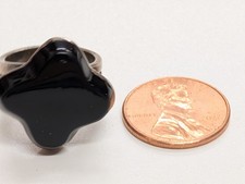 VINTAGE STERLING SILVER ONYX RING ABOUT SIZE 5 1/2 HALLMARKED MEX925