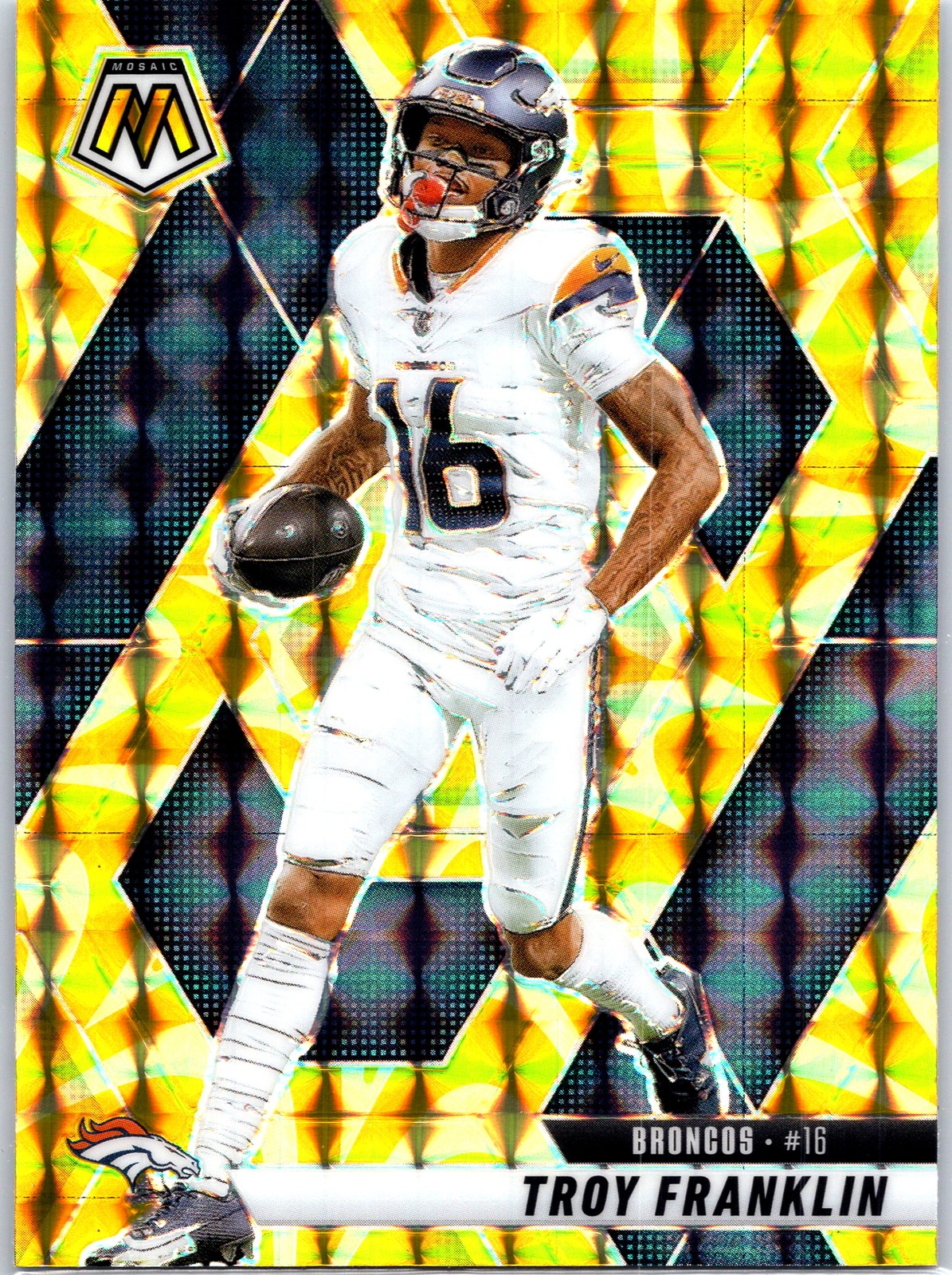 2025 Panini Mosaic #16 Troy Franklin Mosaic Reactive Yellow