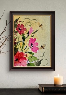 Original Signed Watercolor Painting. Floral. ACEO. Collectible. Wildflowers. 
