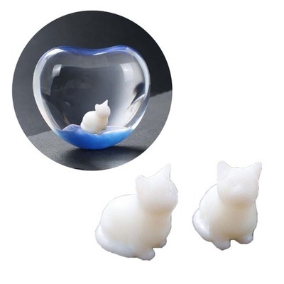 Set of 8 Cute Cat Resin Figures for DIY Project Decor Unique Craft Silicone Mold