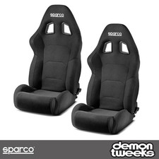 Sparco R500 Seats (Pair) - Adjustable Tilt & Recline, Breathable 3D Cloth Fabric