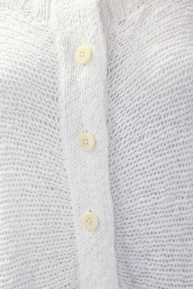 Cárdigan suéter blanco con botones manga 3/4 tejido de algodón para mujer Inhabit talla 1 Foto 4 de 4