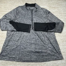 Zelos Pullover Mens 2XL Gray Black Quarter Zip Long Sleeve Athletic Shirt