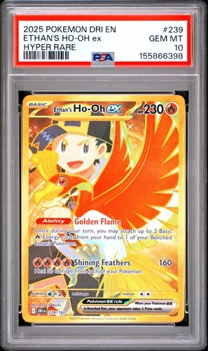 2025 POKEMON DRI EN-DESTINED RIVALS HYPER RARE #239 ETHAN'S HO-OH EX PSA 10