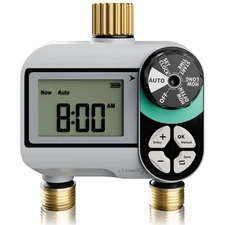 2 Zone Programmable Water Timer for Garden Hose with Rain Delay/Manual Watering
