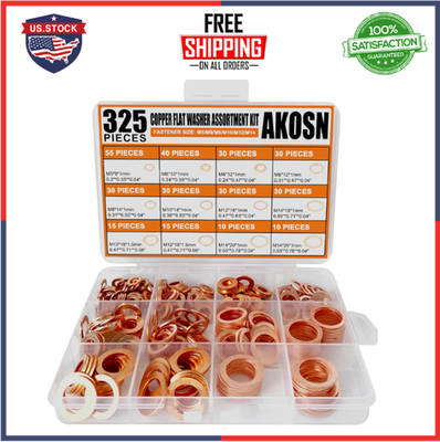 #ad #ad 325 PCS Copper Metric Sealing Crush Washers Kit 10 Sizes Oil Drain Gasket Set $17.00