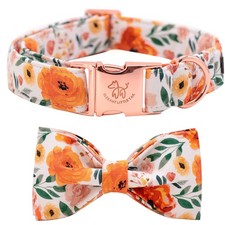 Floral Dog Collar, Bow, Comfortable Bowtie, Adjustable, Girl, Small, Medium